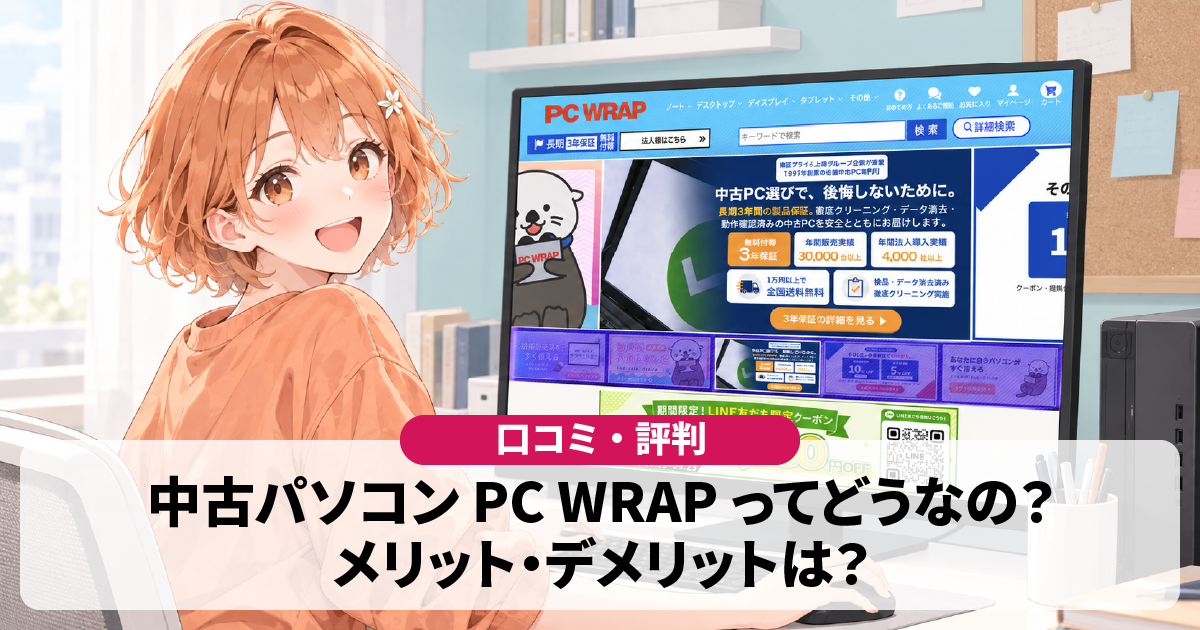 【口コミ・評判】PC WRAPの中古パソコンってどうなの？メリット・デメリットは？