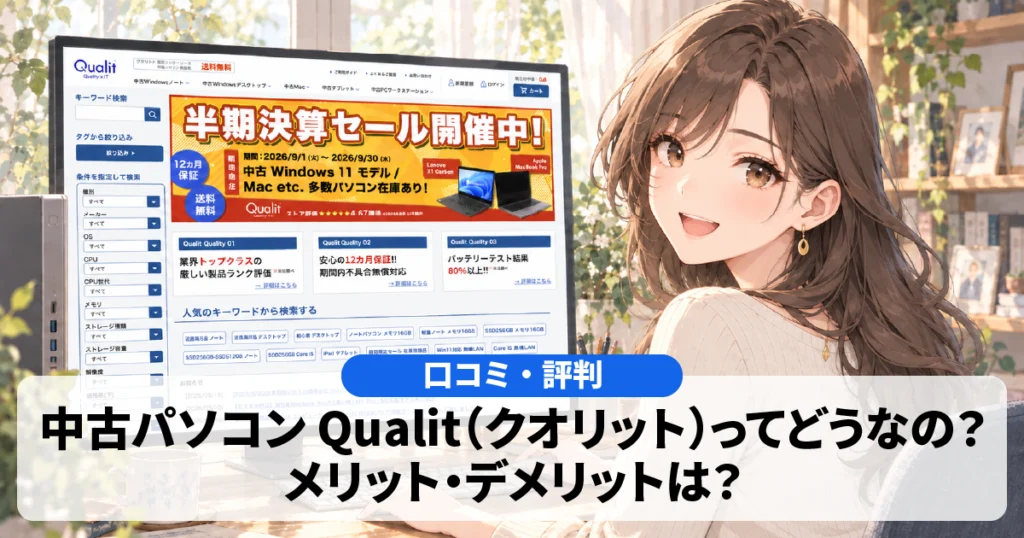 【口コミ・評判】Qualitの中古パソコンってどうなの？メリット・デメリットは？