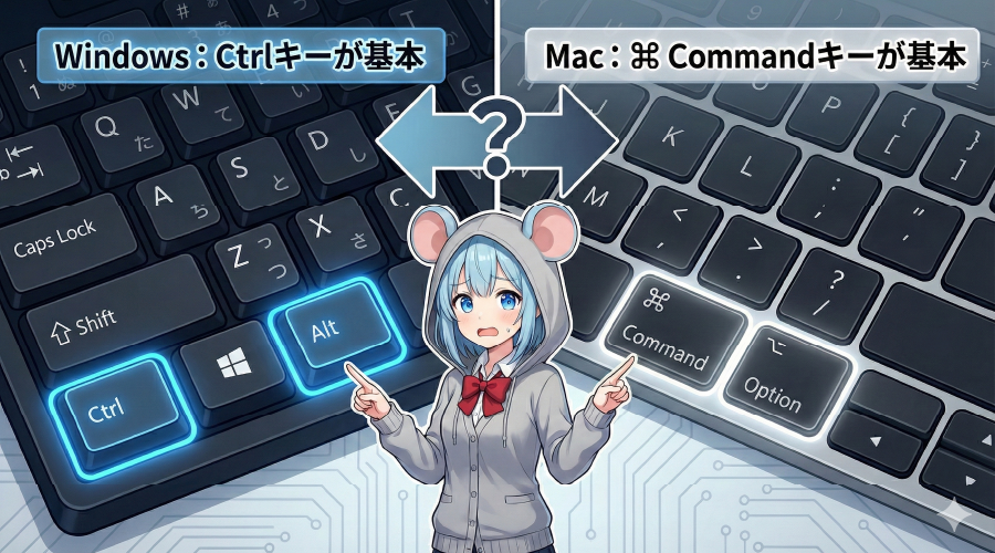 キーボードやショートカットの違い