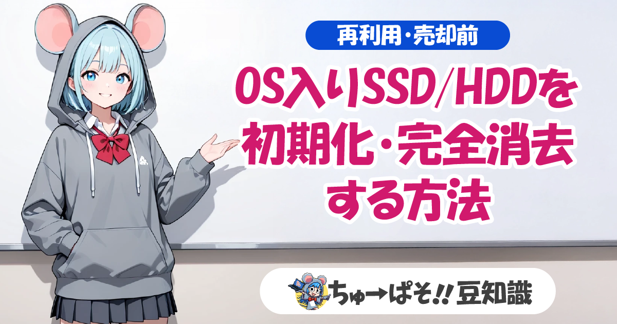 【再利用・売却前】OS入りSSD/HDDを初期化・完全消去する方法